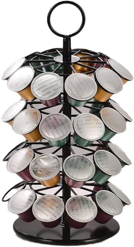 4-Tier 360° Rotating Coffee Capsule Holder for 40 Pods | Detachable Metal Coffee Pod Storage Rack, Space-Saving Countertop Organizer for Home, Office & Coffee Bar