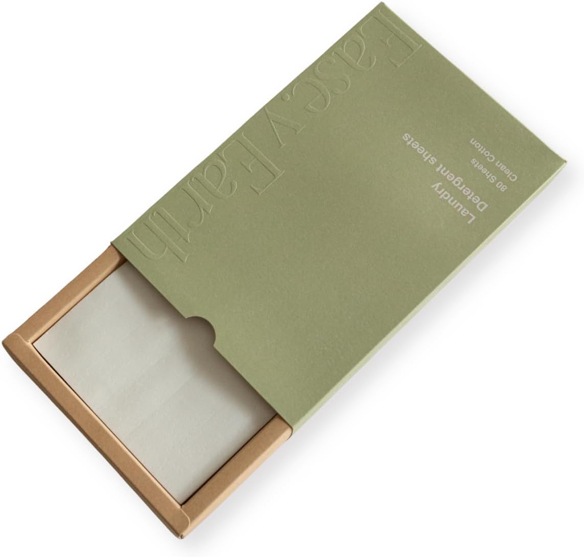 Ease.y Earth Laundry Detergent Sheet, Clean Cotton, Plant-Based, 80 Sheets, 1 Sheet per Wash