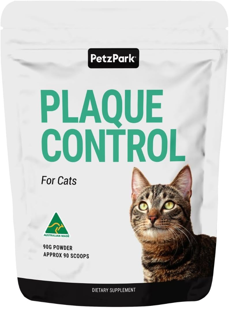 Petz Park Plaque Control for Cats 90 Scoops, Cat Dental Care Powder Made in Australia, Dental Supplement and Plaque Control, No Toothbrush Required