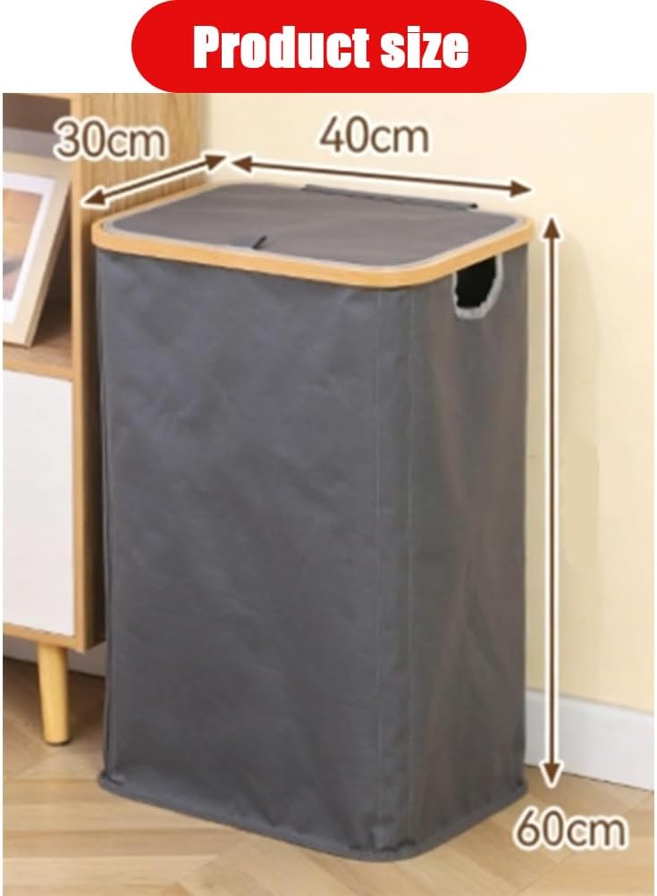 2 Pack Laundry Hamper with Lid, Tall Waterproof Laundry Hampers, Dirty Clothes Hamper, Slim Design, Collapsible Clothes Basket Organizer with Removable Bag for Cloth Toys Towels