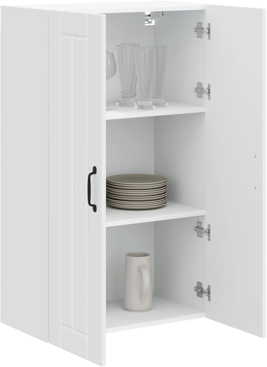 vidaXL Wall Cabinet Lucca High Gloss White 60 x 31 x 100 cm, Trendy Kitchen fix, Rectangular Wooden Panel, Tough Dishwasher Cover, hides appliances, Space-Saving Beauty