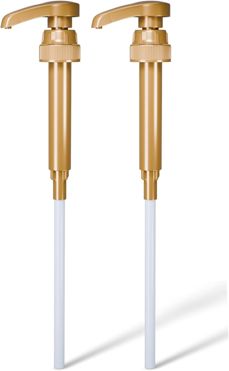Pump Dispenser (Pack of 2), Coffee Syrup Dispenser Compatible with Standard Bottles, Food Grade PP, Leak Proof Pump for Kitchen, Dinning, Bar(Gold)