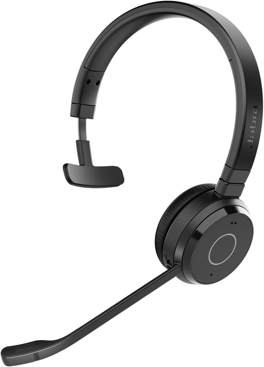 Jabra Evolve 65 TE Wireless Mono Headset Teams Cert - Passive Noise Cancelling USB A Booster - On Ear Bluetooth Headphones with Noise Canc Boom Mic - Clear Voice Calls - Lightweight Outstanding Audio