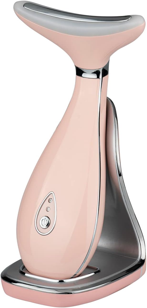 VRAIKO Lily Neck Face Massager, Face Sculpting Tool, Skin Rejuvenation Device with Thermal, Triple Action LED and Vibration, for Anti-Aging, Lifting and Tightening (Pink)