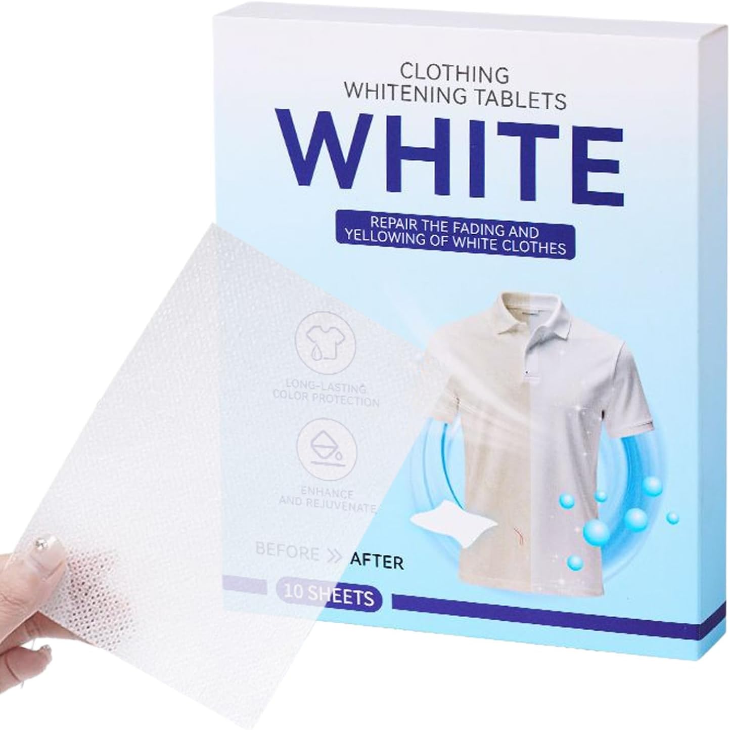 Laundry Detergent Sheets | Effectively Remove Yellowing & Greying,Laundry Washing Sheets,for Home Dormitory Apartment Businesses Rental Women Men Adults