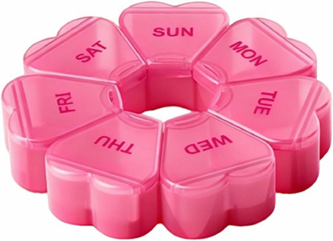 KAPENS Large Weekly Pill Organizer 7 Day Medicine Container Portable Case Multiple Compartments for Vitamins Fish Oil Supplements (Pink)