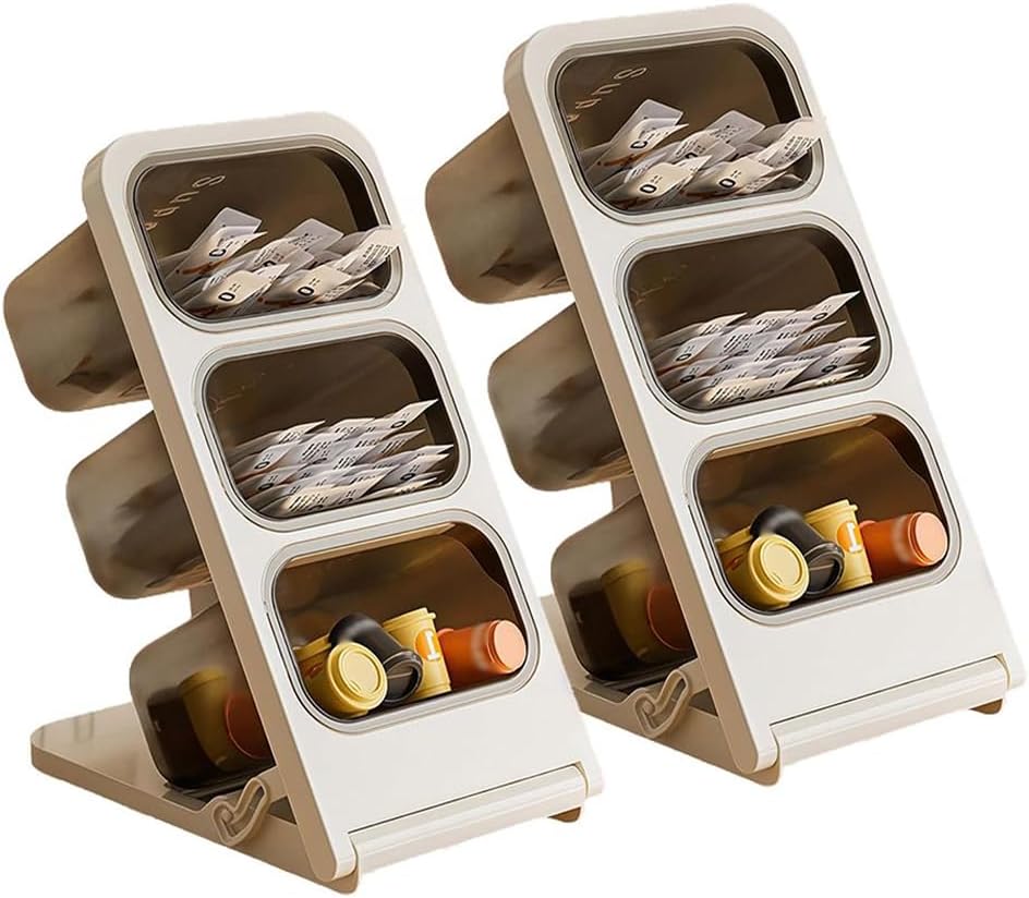 2 Pack Coffee Pod Holder with 3 Removable Box, Perfect for Small Kitchens, Apartments, or Offices, Ideal for Organizing Tea Capsules, Hot Chocolate Pods, or Even Small Kitchen Essentials
