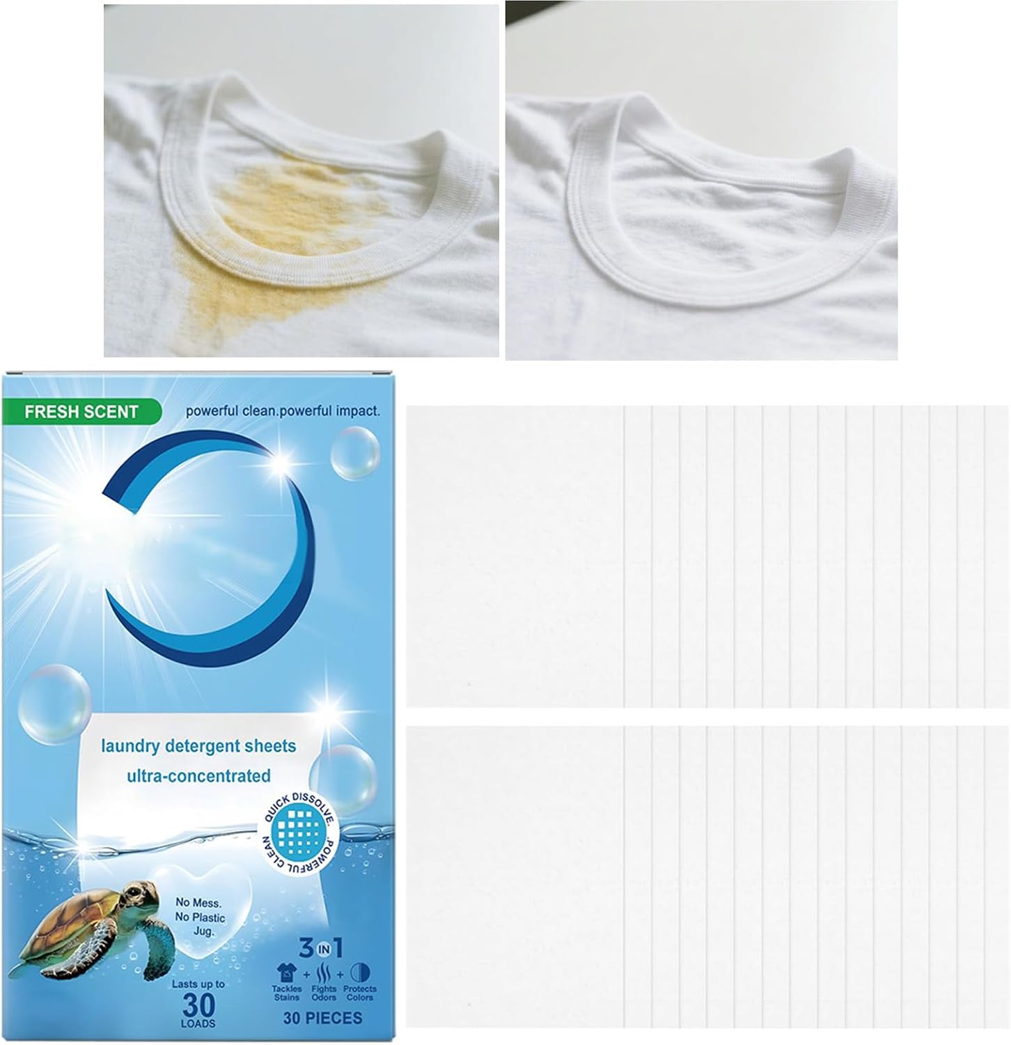 Clothes Washing Sheets | Laundry Washing Sheets | Brightening Fragrance Fabric Stain Remover Color Protection for Oil Whites Darks Workout Gear Dorm Room