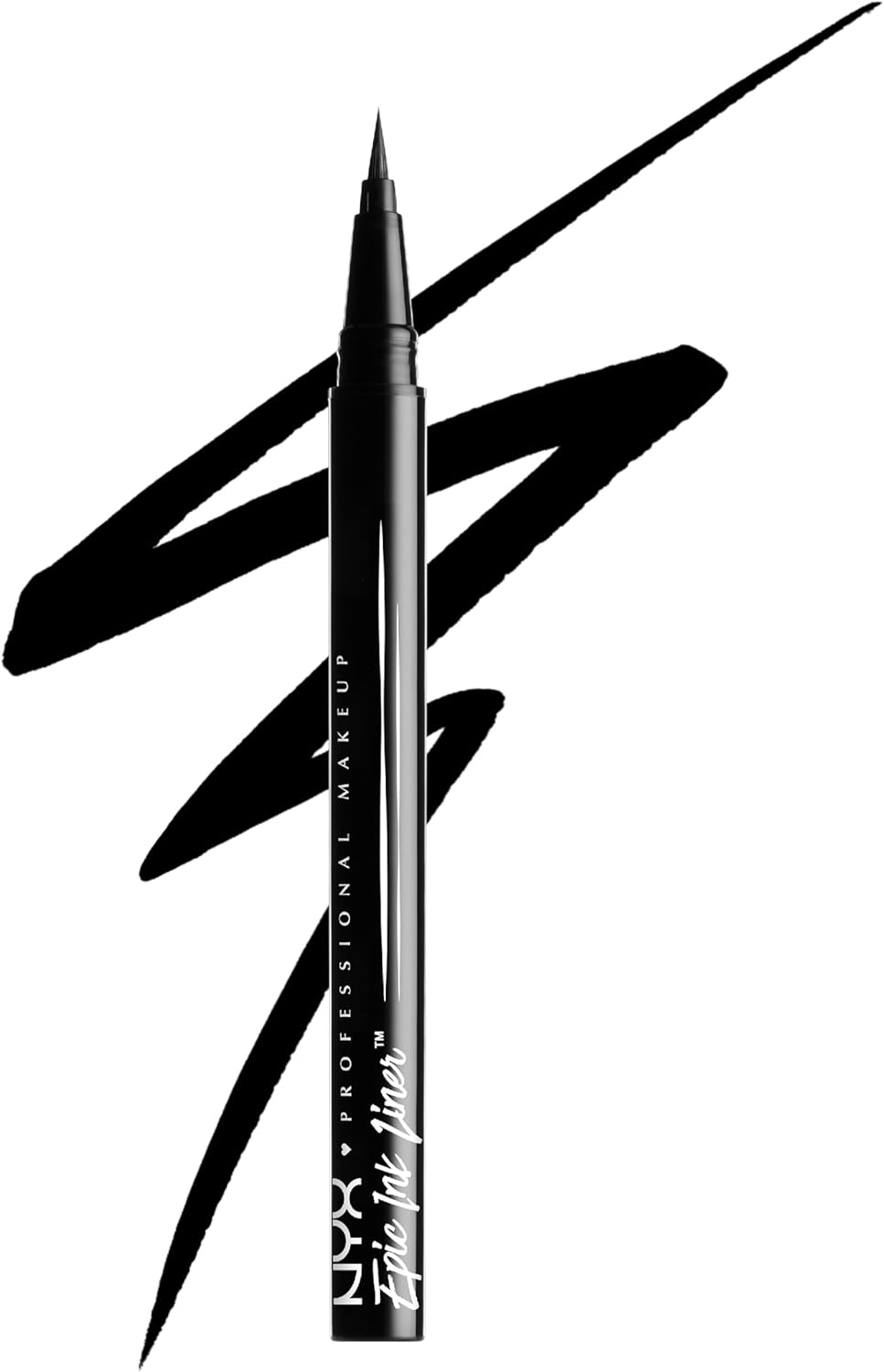 NYX Professional Makeup Epic Ink Liner, Micro-Tip for Precise Application, Waterproof Liquid Eyeliner Black, Vegan Formula, Highly Pigmented Formula, Rich, Longwearing Colour, Smooth And Effortless Application