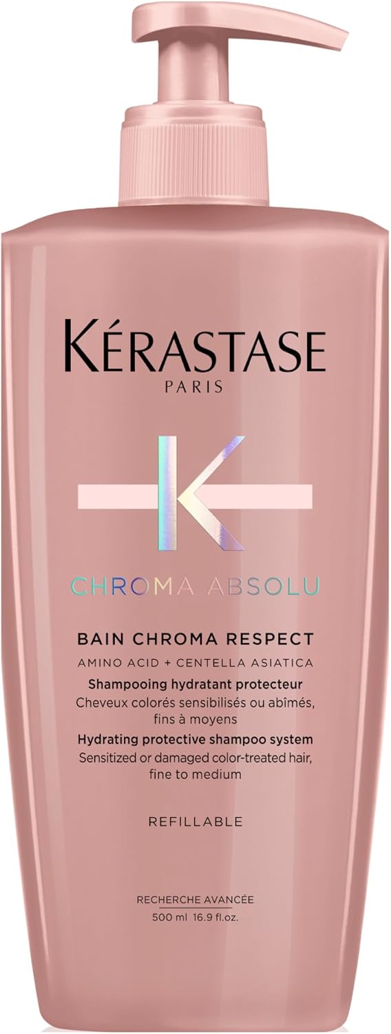 Kérastase Chroma Absolu Colour-Protecting Shampoo 500ml | Professional salon size shampoo to cleanse and preserve color brilliance in fine to medium hair, formulated with Lactic Acid.