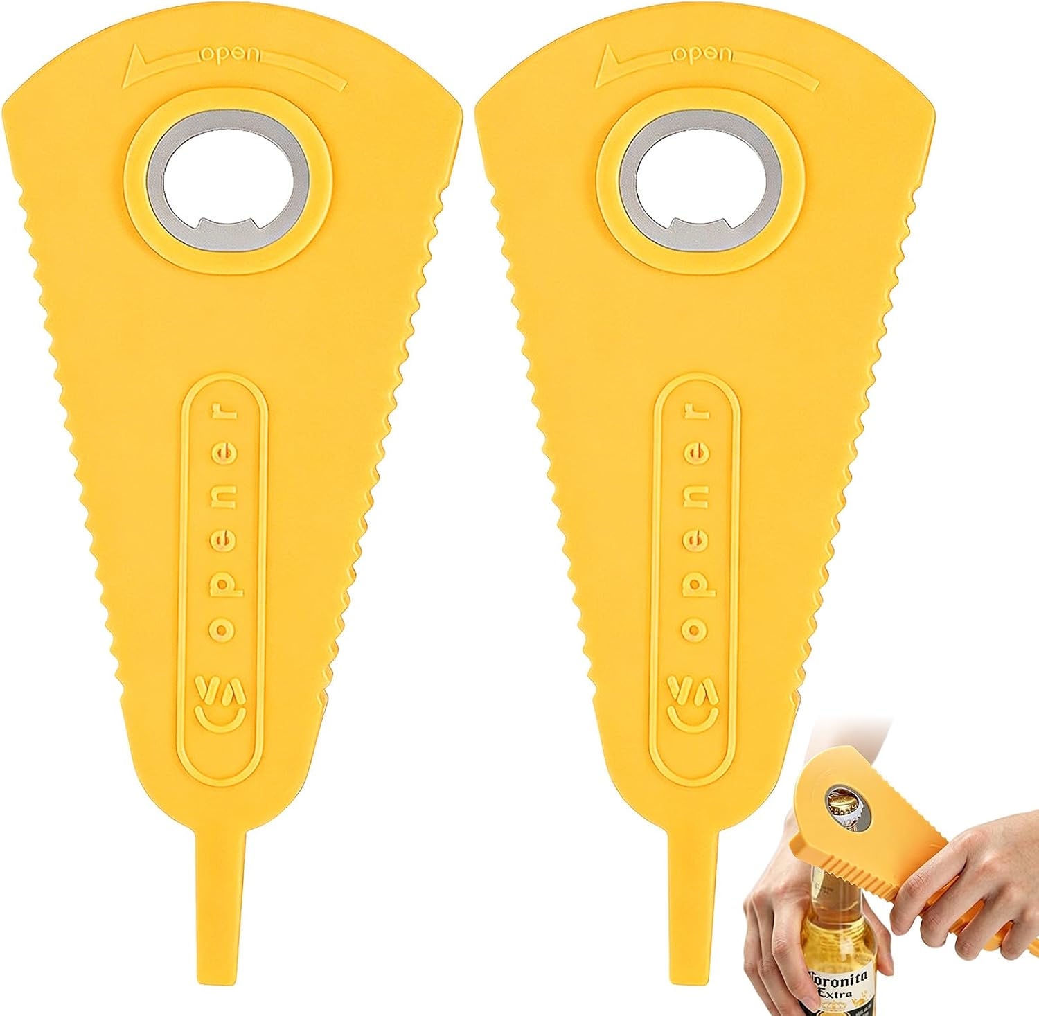 Jar Opener for Weak Hands, Easy Twist Lid Remover Bottle Opener for Seniors, Anti Slip Yellow Manual Can Openers, Multi Function Kitchen Opener Tool for Stubborn Jar Lids and Bottles