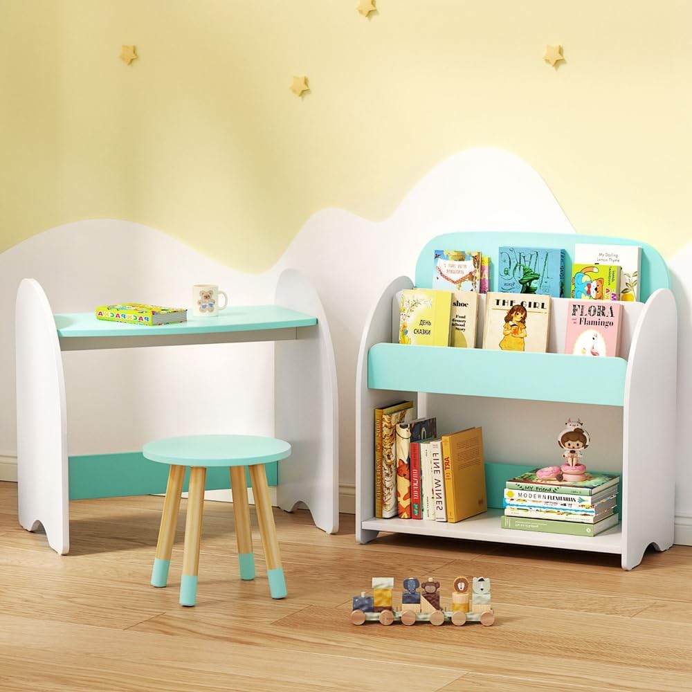 Keezi Kids Bookshelf 2 in 1 Table Chair Bookcase Toys Shelves Children Organiser