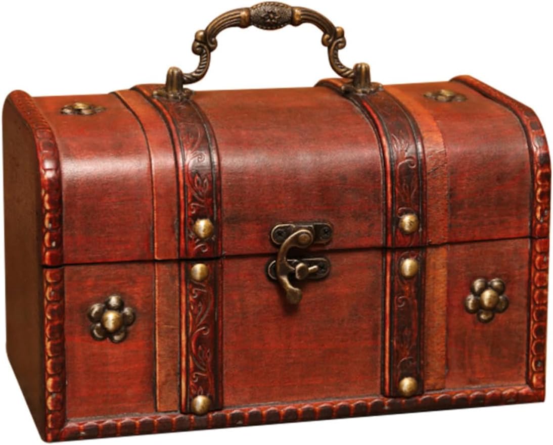 Desktop Organizer with Rustic Red Wood Material Wooden Vintage for Home Storage Box and Space-saving Design and Sundries Storage for Jewelry Container