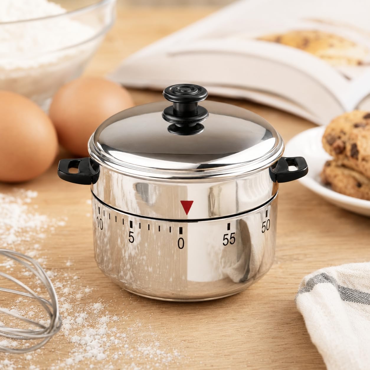 Manual Kitchen Timer, 60 Minute Wind Up Timer with Cute Mechanical Cooking Timers Design, Loud Ring Classroom Count Down Tool for Retro Baking Reminder Gadgets