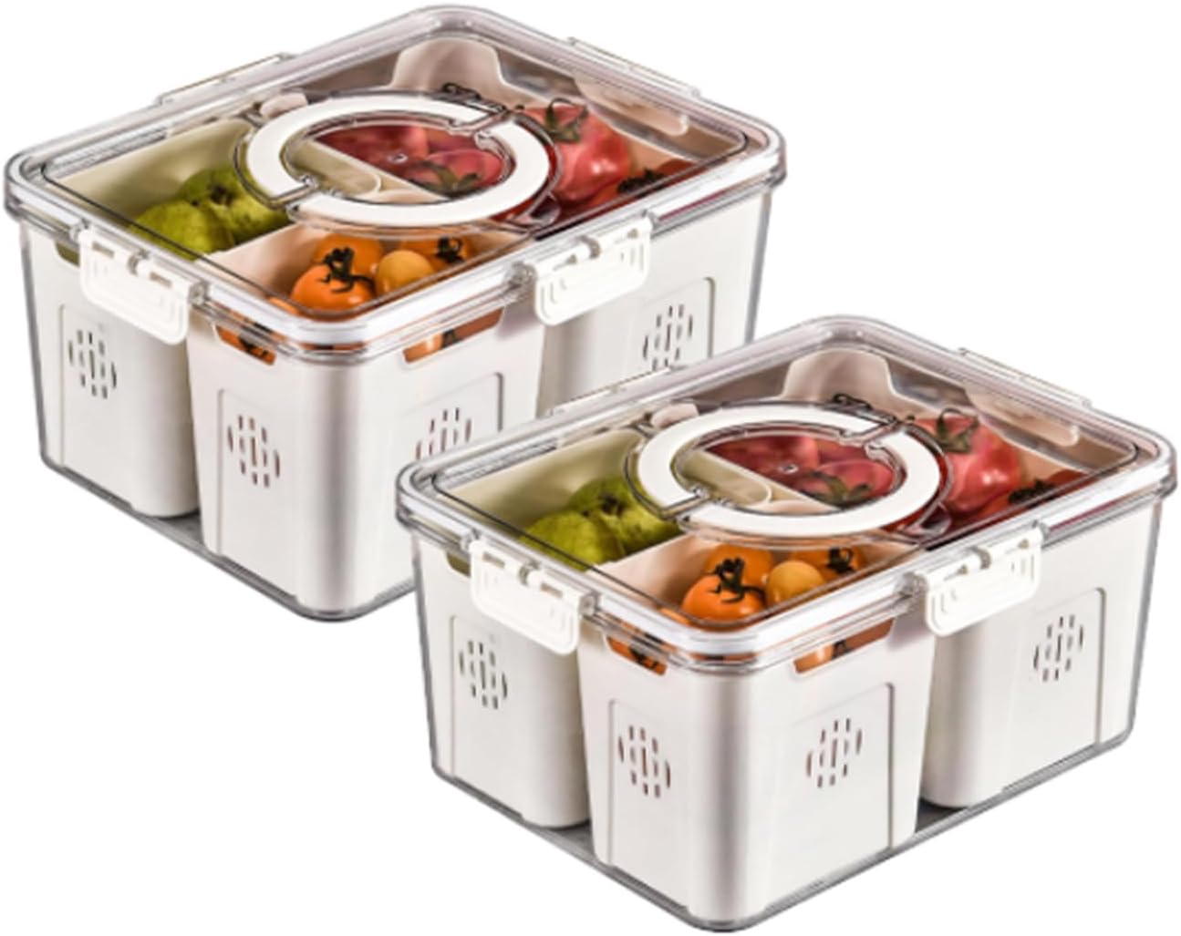 2 Pack Refrigerator Organizer with Lids, Designed for Neat, Stackable and Save Space, Clear Organizers, Plastic Storage Container Perfect for Organizing Meal Prep Portions, Candy, Nuts, or Spices