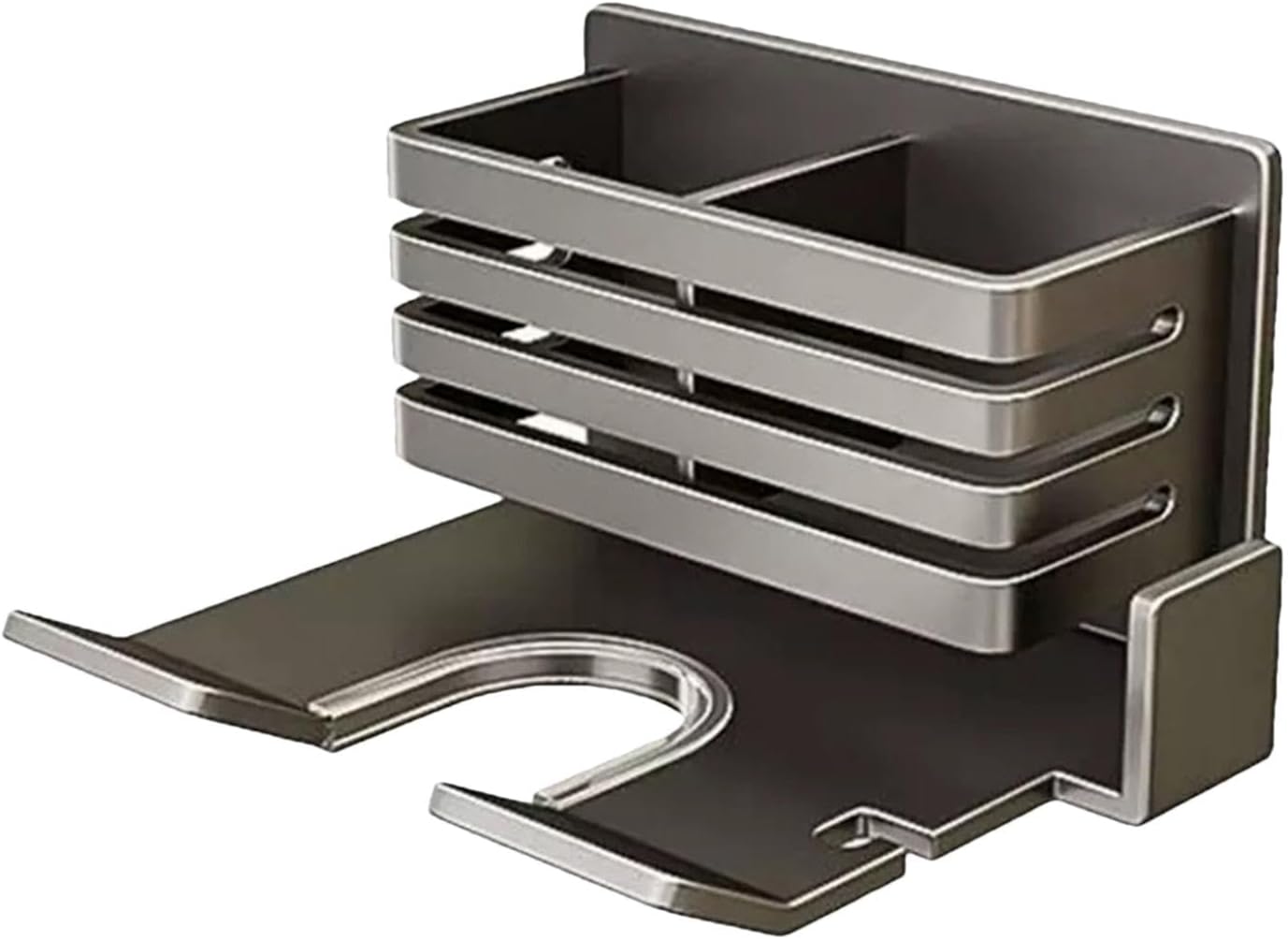 Hair Dryer Holder Wall Mounted Aluminum Alloy Adhesive Holder Rack | Bathroom Hair Tool Organizer Stable Wall Organizer for Bathroom Comb Brush Storage