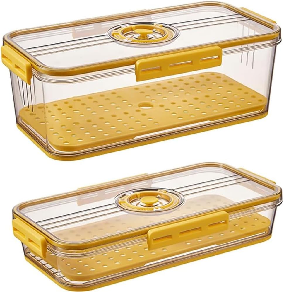 2 Pack Clear Deli Meat Storage Organizer,Fridge Organizer,Time Recording,Four-Side Lock Design,Airtight Bacon Keeper Containers,For Fruit,Vegetables,Cheese,Deli Meats,Bread