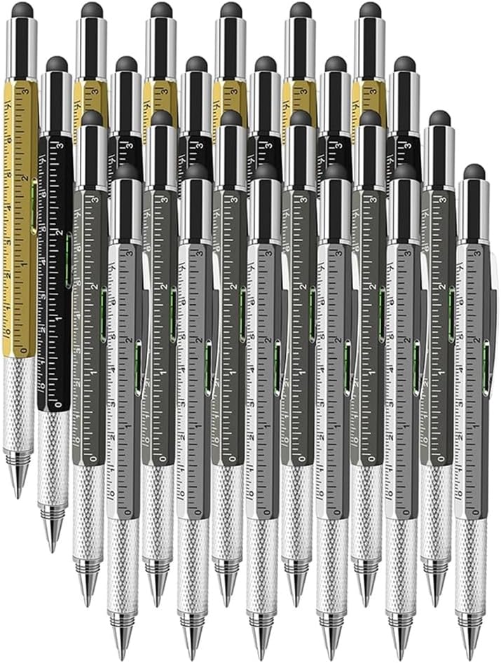 24 PCS 6-In-1 Multitool Pen with Ruler, Level, Stylus, Screwdrivers - Ideal Men