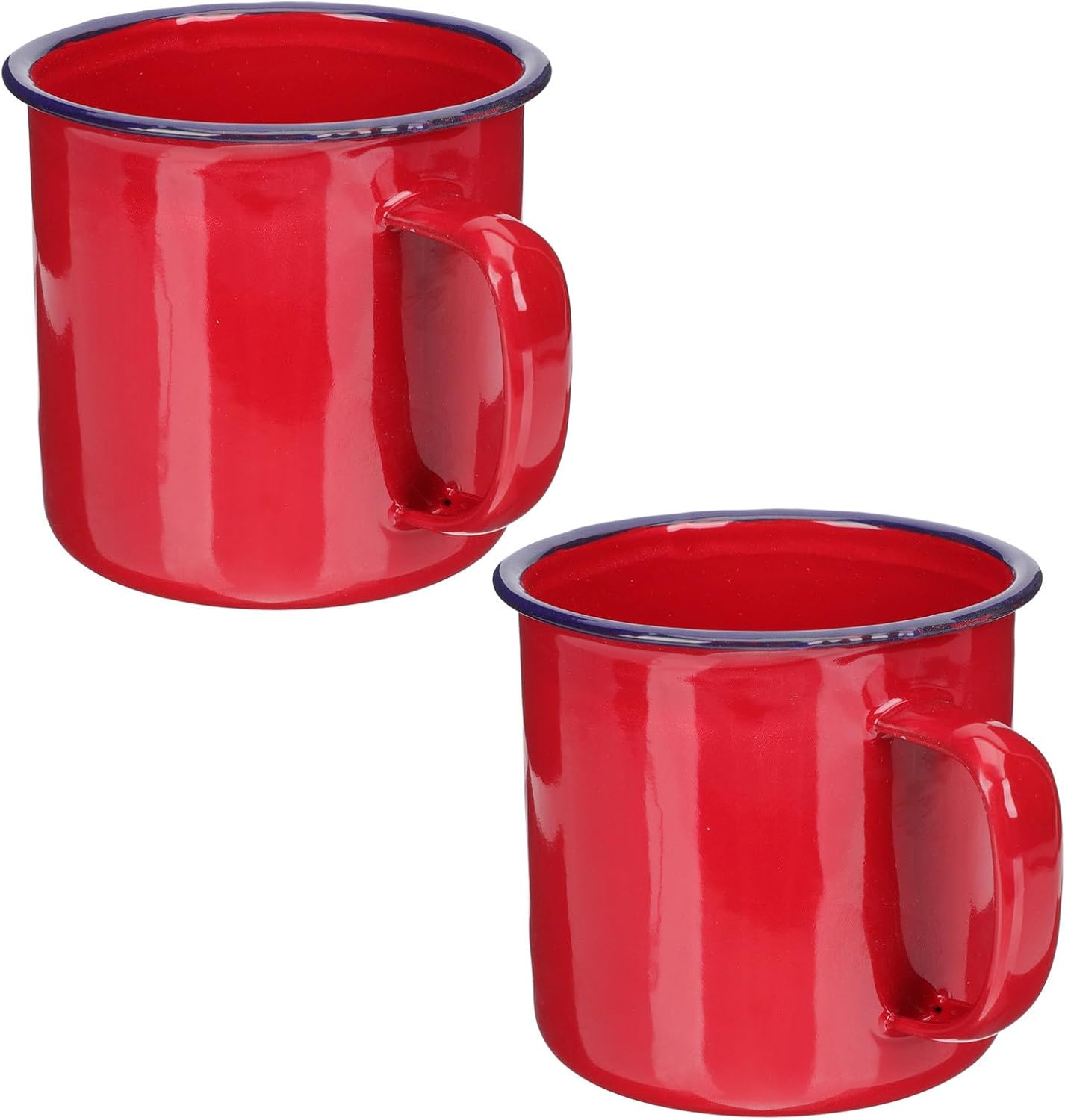 jojofuny 2pcs Vintage Red Enamel Drinking Mug 500ml Water Cup with Strong Practical Features for Office Use and Gift Giving