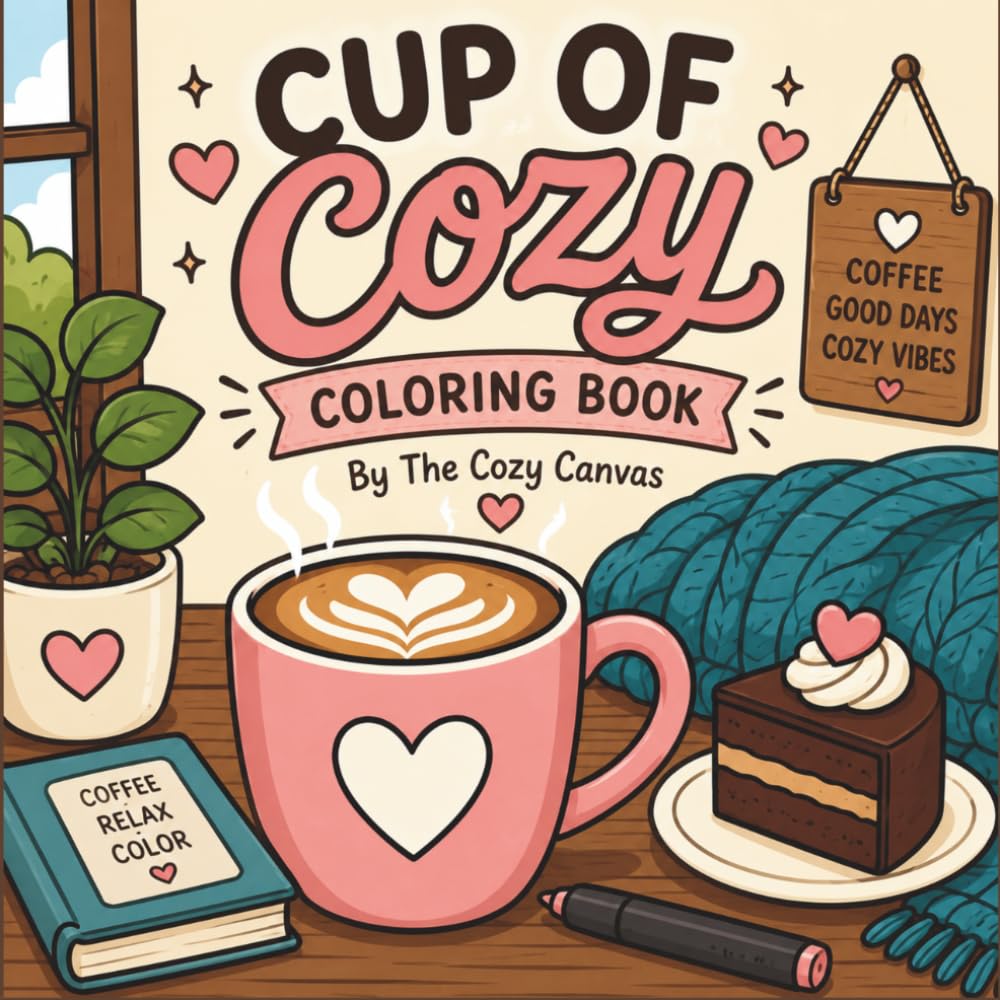 Cup of Cozy: Bold & Simple Coffee-Themed Coloring for Relaxation and Fun