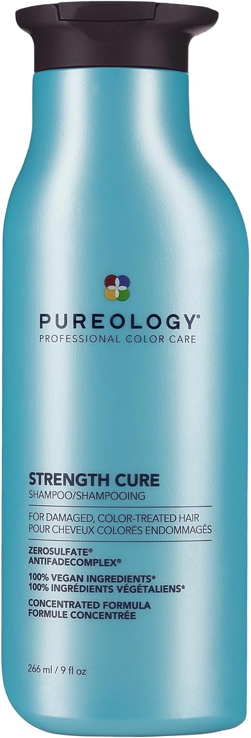 Pureology Strength Cure Shampoo 266ml | Bond repair and strength shampoo that fortifies and rebuilds damaged color-treated hair, with strengthening Keravis.