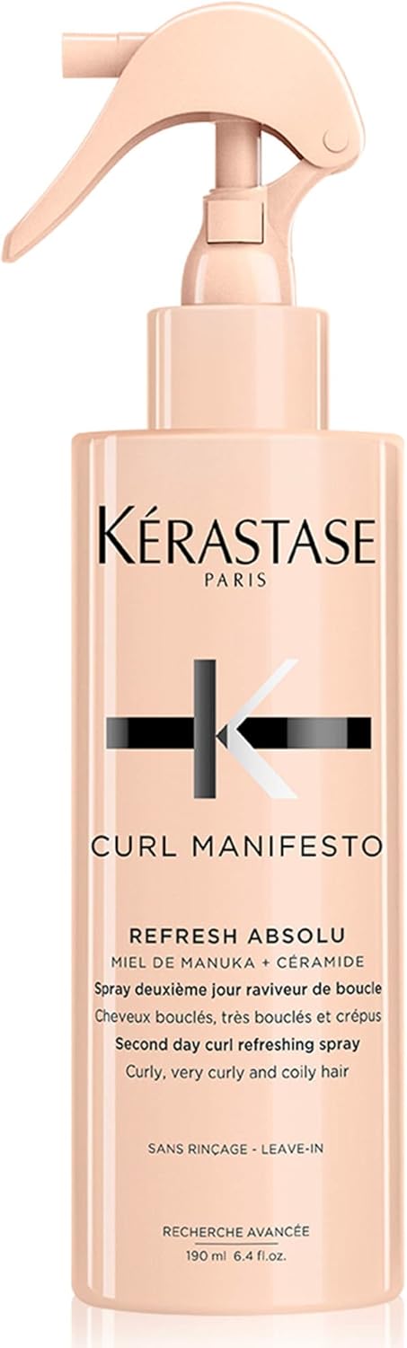 Kérastase Curl Manifesto Curl Refreshing Spray 190ml | Professional curl-refreshing spray to reactivate shape and bounce between washes, formulated with Manuka Honey.