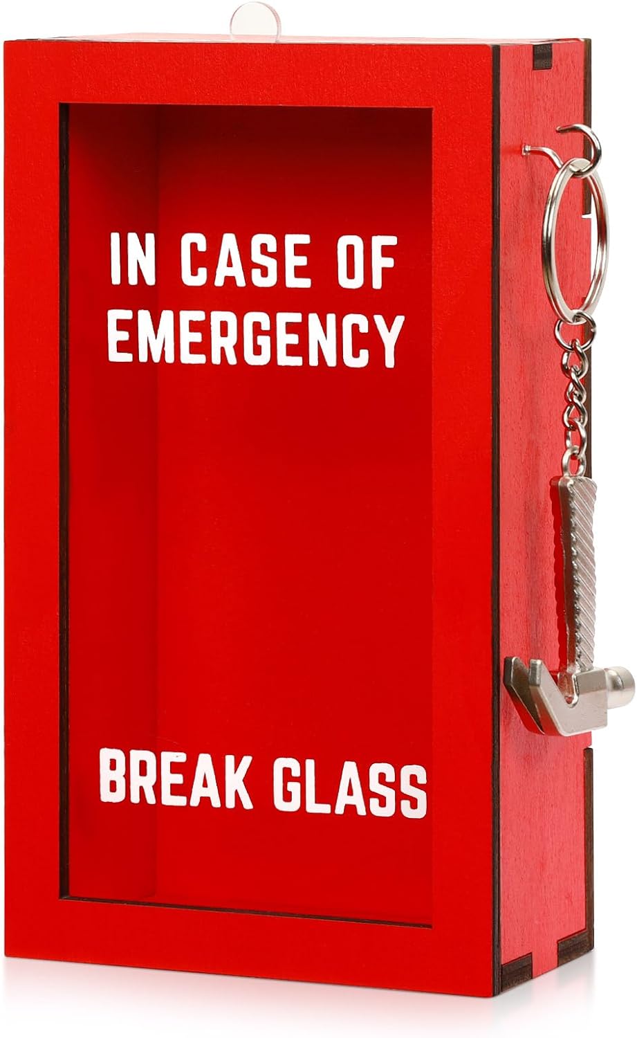 Break in Case of Emergency Box w/Hammer, Money Box for Cash Gift | Personalized Prank Gag Gift for Birthday Holiday, Funny Office Desk Decor, White Elephant Gift for Friend Coworker Family