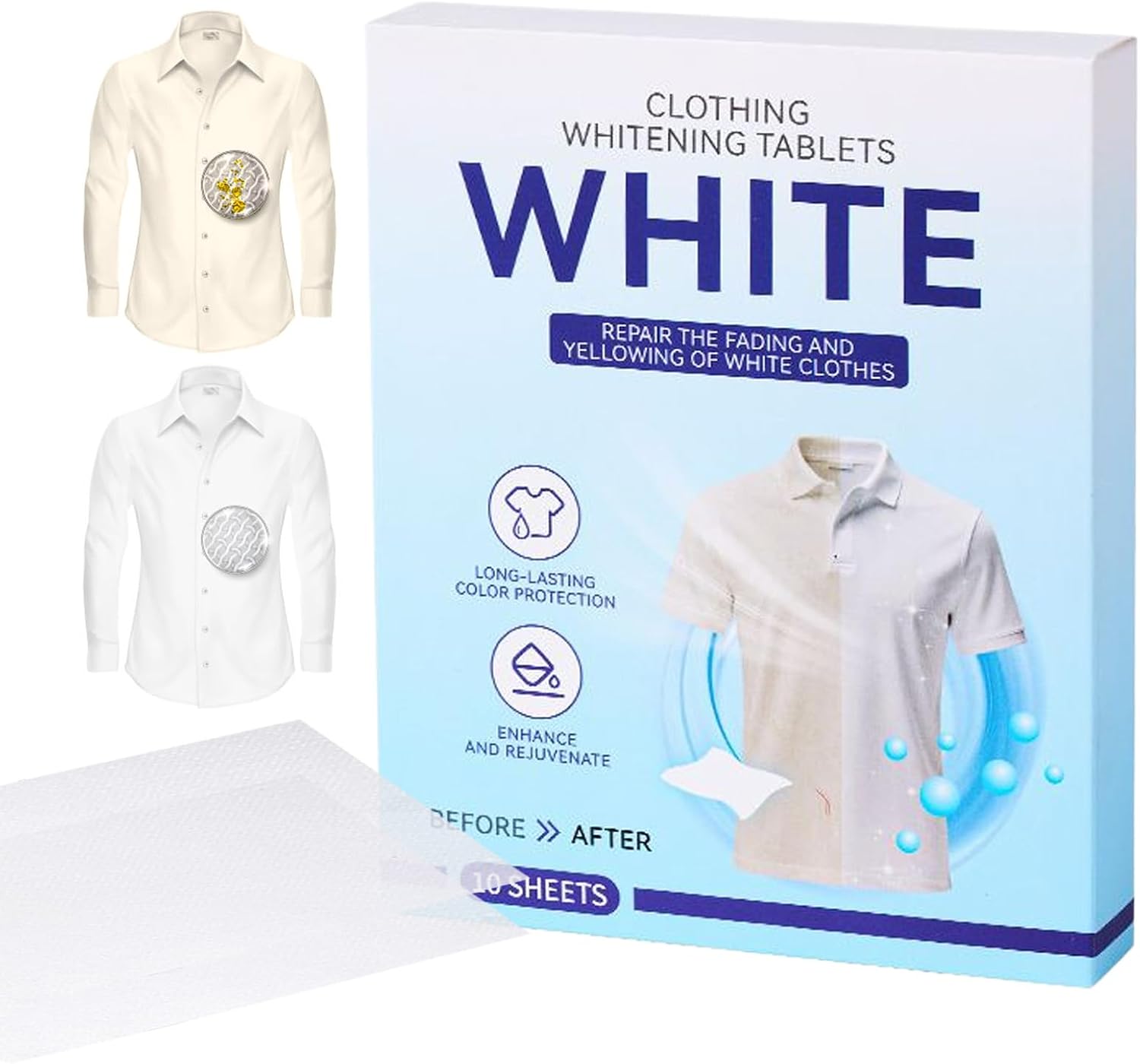 Laundry Detergent Sheets - Gentle Brightening - Clothes Detergent Sheets | for Home Dormitory Apartment Businesses Rental Women Men Adults