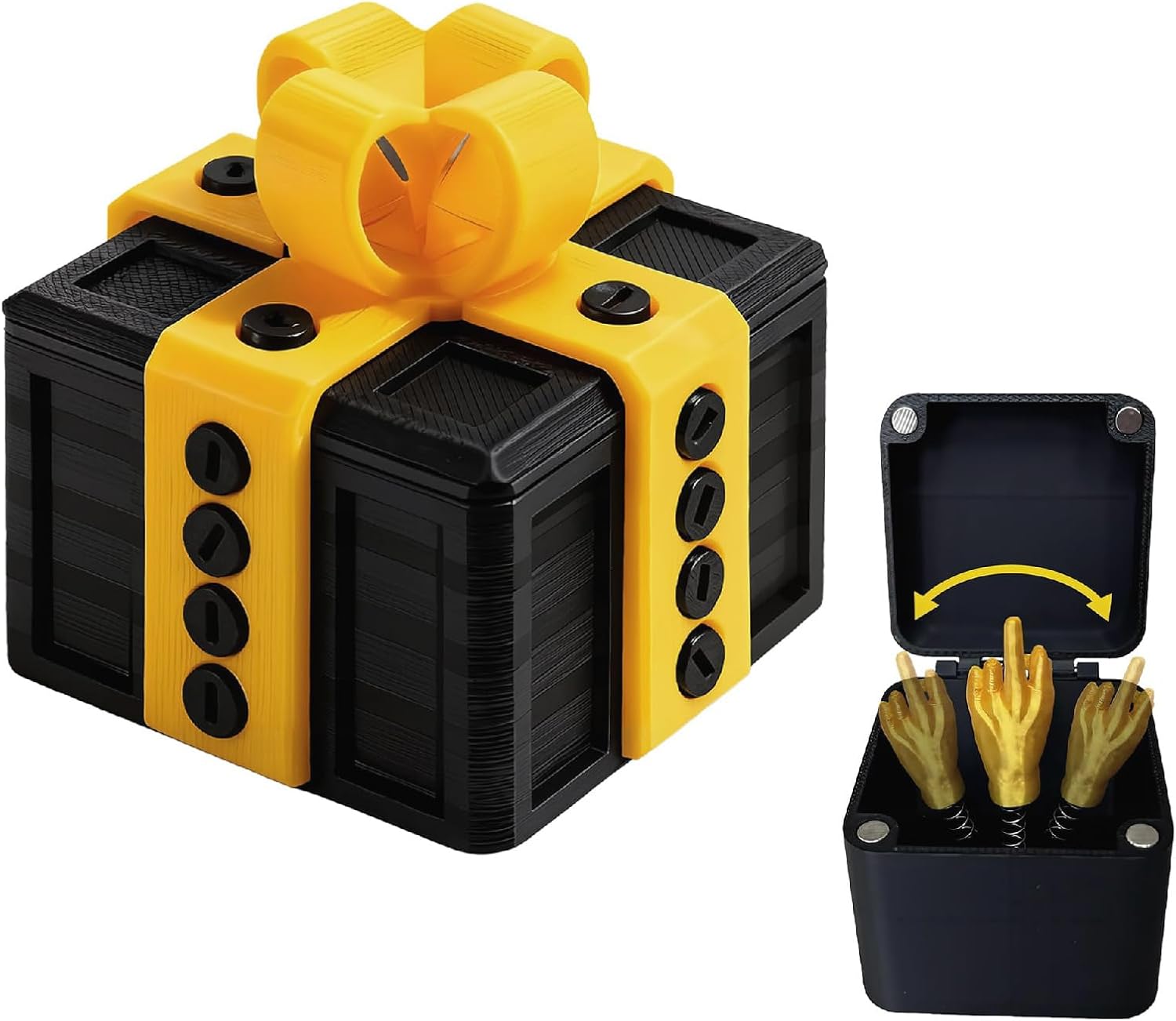 3D Printed Gag Gift Box with Pop-Up Surprise | Hilarious prank gift box with screws and pop-up surprise, Annoying Present with Middle Finger for Halloween birthday