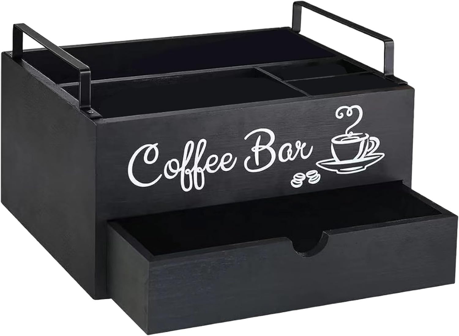 Coffee Organiser Station for Countertop, Coffee Organiser for Worktop, Coffee Spice Holder, Wooden Coffee Bar Accessory Organiser for Counter, Coffee Pod Holder Storage Box