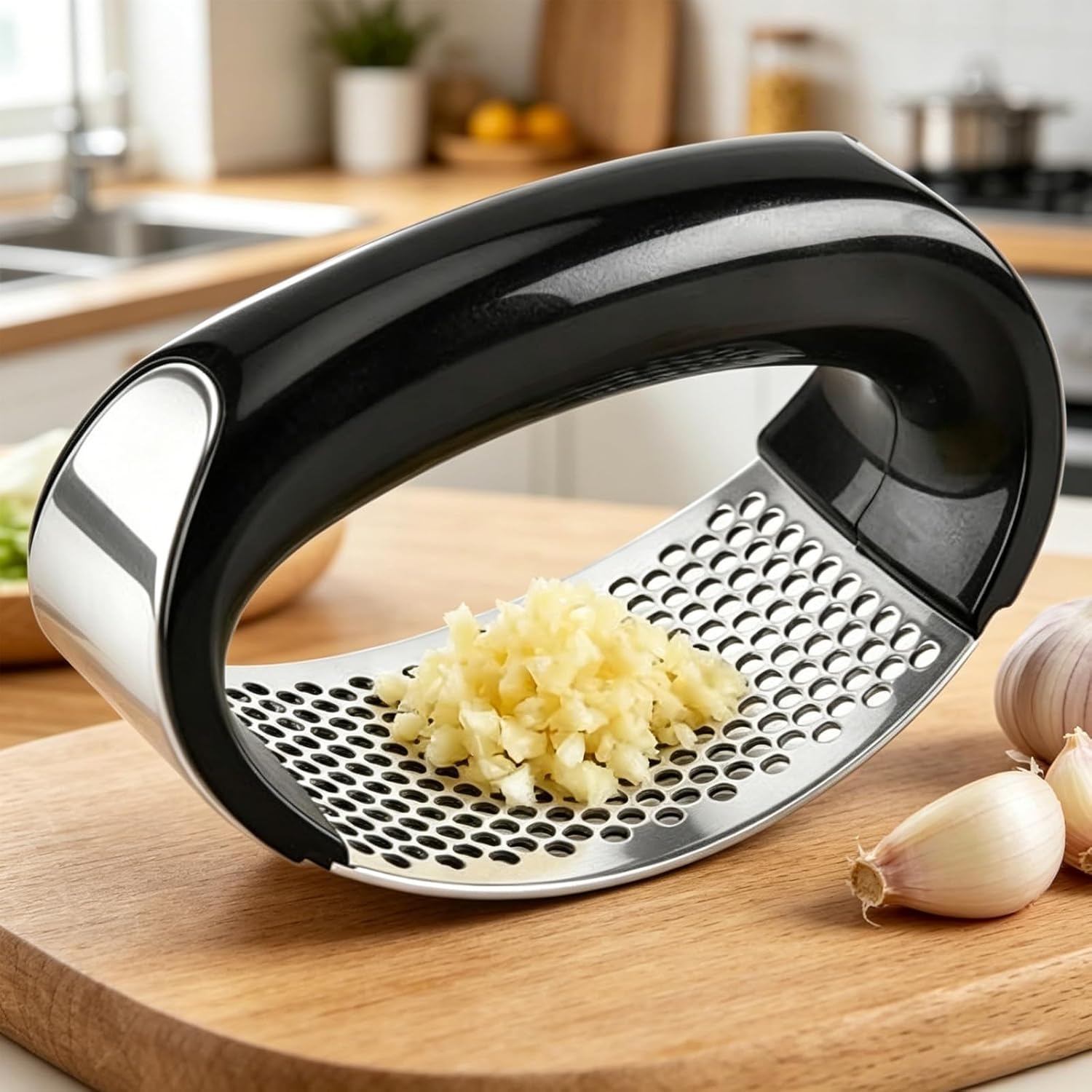 Garlic Press Rocker Kitchen Essentials for Home Garlic Home Gadgets House Hold Essential College Dorm Essentials Small Kitchen Essential Crusher Press Easy Clean Kitchen Gadgets Clearance