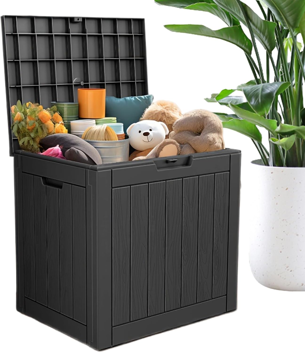Patio Storage Box 18L Container Organizer | UV-Resistant Organizer Box for Shed Patio Outdoor Garden Backyard Camping Garage Balcony Living Room