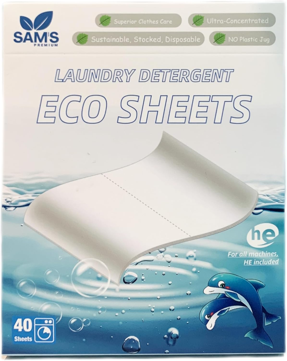 SAM'S PREMIUM Eco Laundry Detergent Sheets (80 Loads) – Plastic-Free, Zero-Waste, Dissolvable Strips for Washing Machines – Compact & Travel-Friendly Laundry Soap Sheets