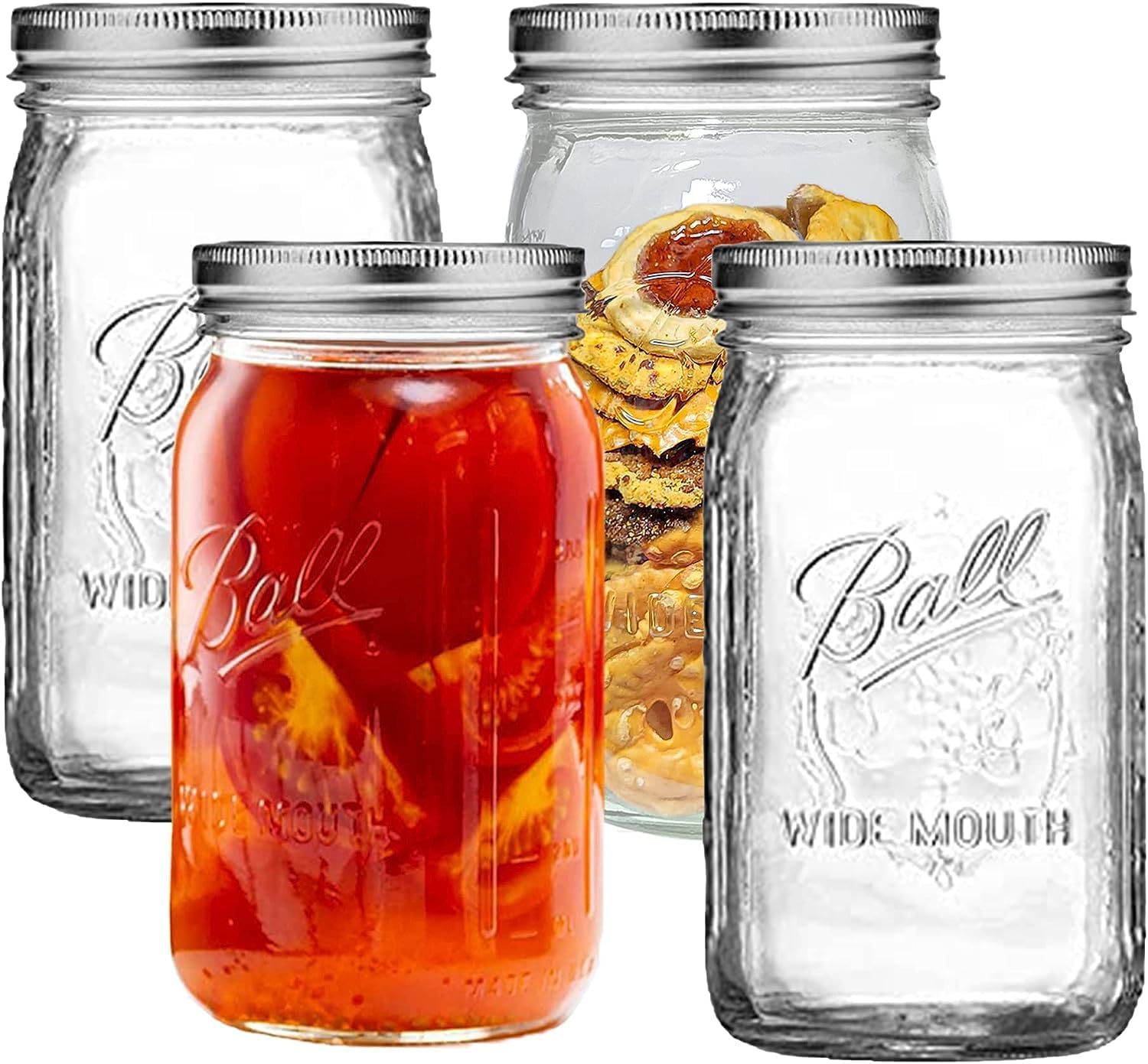 32 oz Wide Mouth Mason Jars Half Gallon Mason Jars with Airtight Lids and Bands for Canning, Fermenting & Pickling (12)