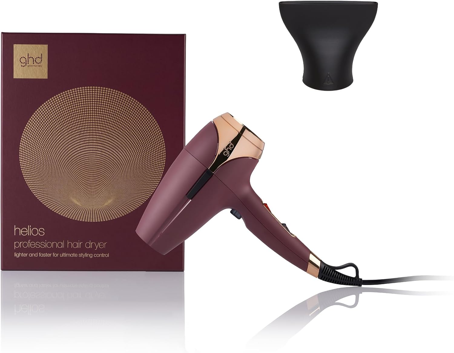 ghd helios Professional Hair Dryer, An Ionic Blow Dryer For Shinier Hair And Reduced Flyaways, For All Hair Types, Lengths And Textures, 2200W, Plum (AU Plug)