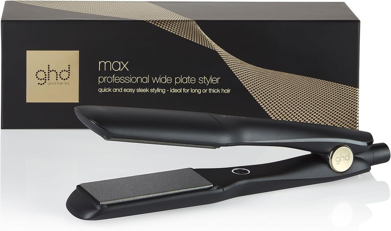 ghd max Wide Plate Hair Straightener, Hair Straightening Tool to Straighten and Curl On Thick, Curly And Long Hair Types, Black, Universal Voltage (AU Plug)