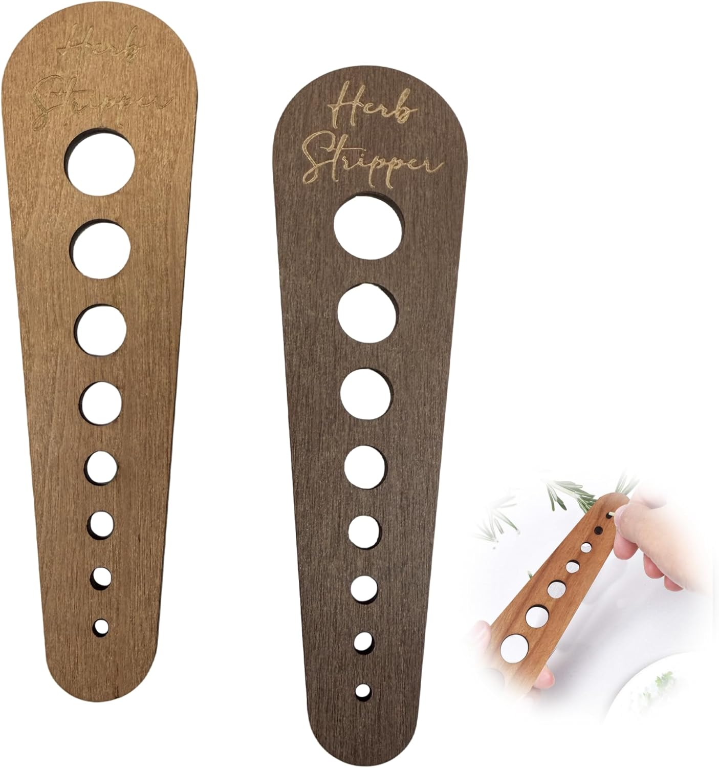 Practical and Lightweight Wooden Vegetable Leaf Separator, Efficient Kitchen Accessories Vegetable Peeler for Herbs and Salad, Innovative Kitchen Gadgets Tool for Home Use and Chefs