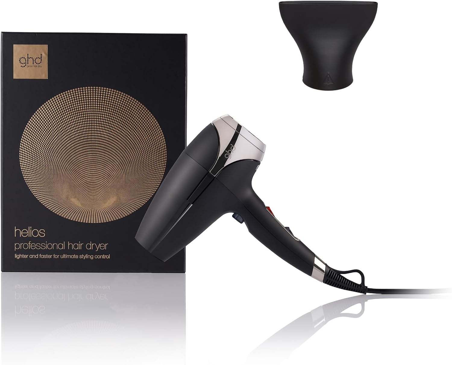 ghd helios Professional Hair Dryer, An Ionic Blow Dryer For Shinier Hair And Reduced Flyaways, For All Hair Types, Lengths And Textures, 2200W, Black (AU Plug)