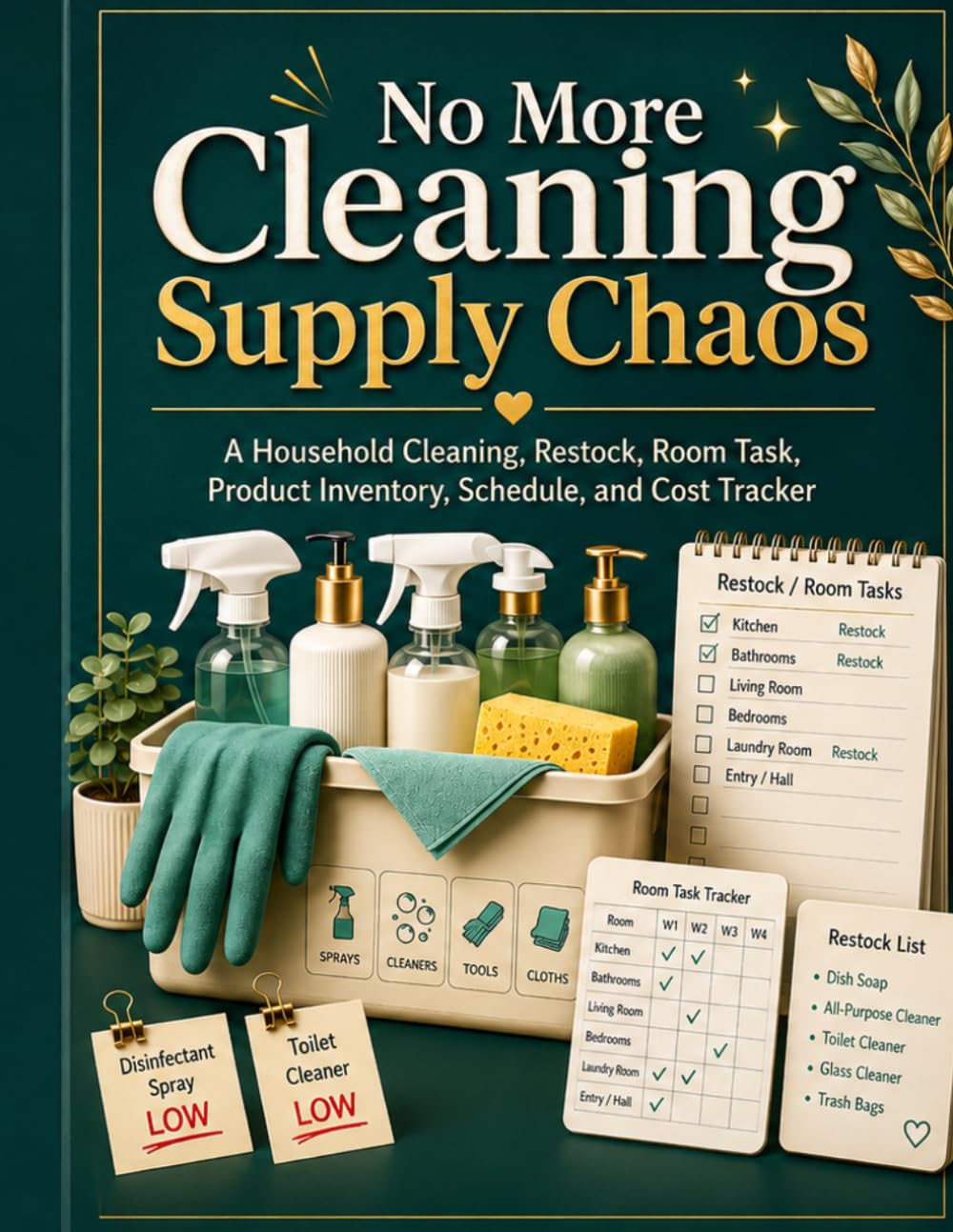 No More Cleaning Supply Chaos: A Household Cleaning, Restock, Room Task, Product Inventory, Schedule, and Cost Tracker