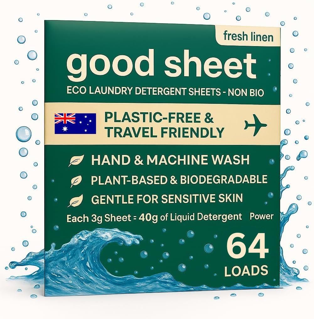 Eco Laundry Detergent Sheets, Lightly Scented, No Plastic, Great for Travel, Plant-Based, 64 Washes, Fully Degradable Laundry Sheet Strips For Washing Clothes
