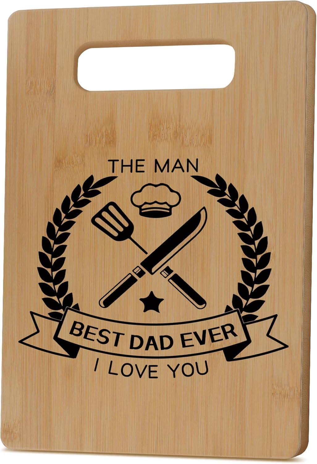 Best Dad Ever Dad Christmas Birthday Gifts from Daughter Son Cool Wood Cutting Board Cooking Kitchen Accessories for Men Stocking Stuffers Fathers Day Presents for Dads Who Want Nothing Papa Stepdad