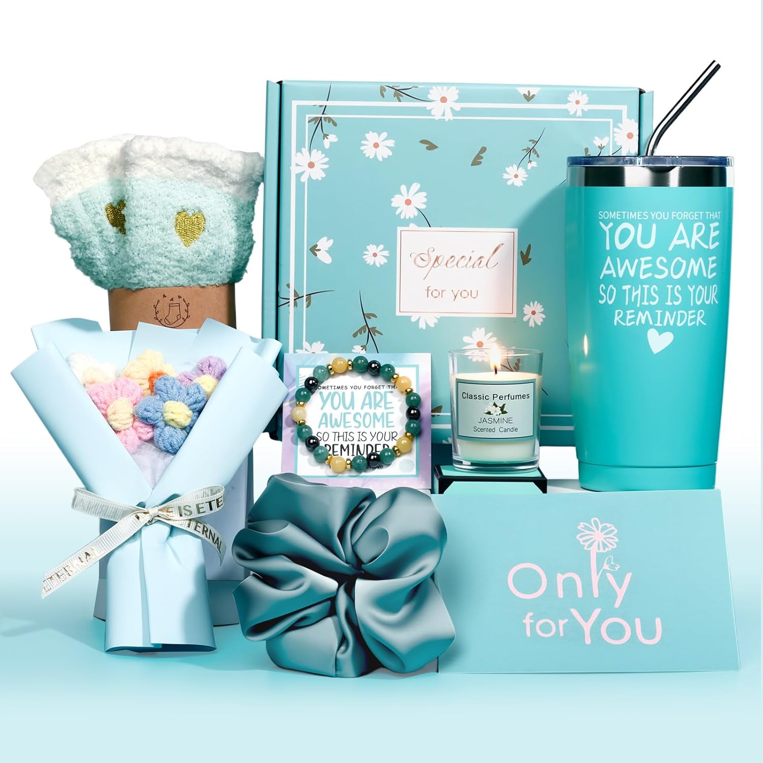 Birthday Gifts for Women, Girls Mom Wife Girlfriend Sister Friends Teacher Nurse Her, Mother's Day, Christmas, Valentine's Day Gift, Self Care Gifts for Women (Blue)