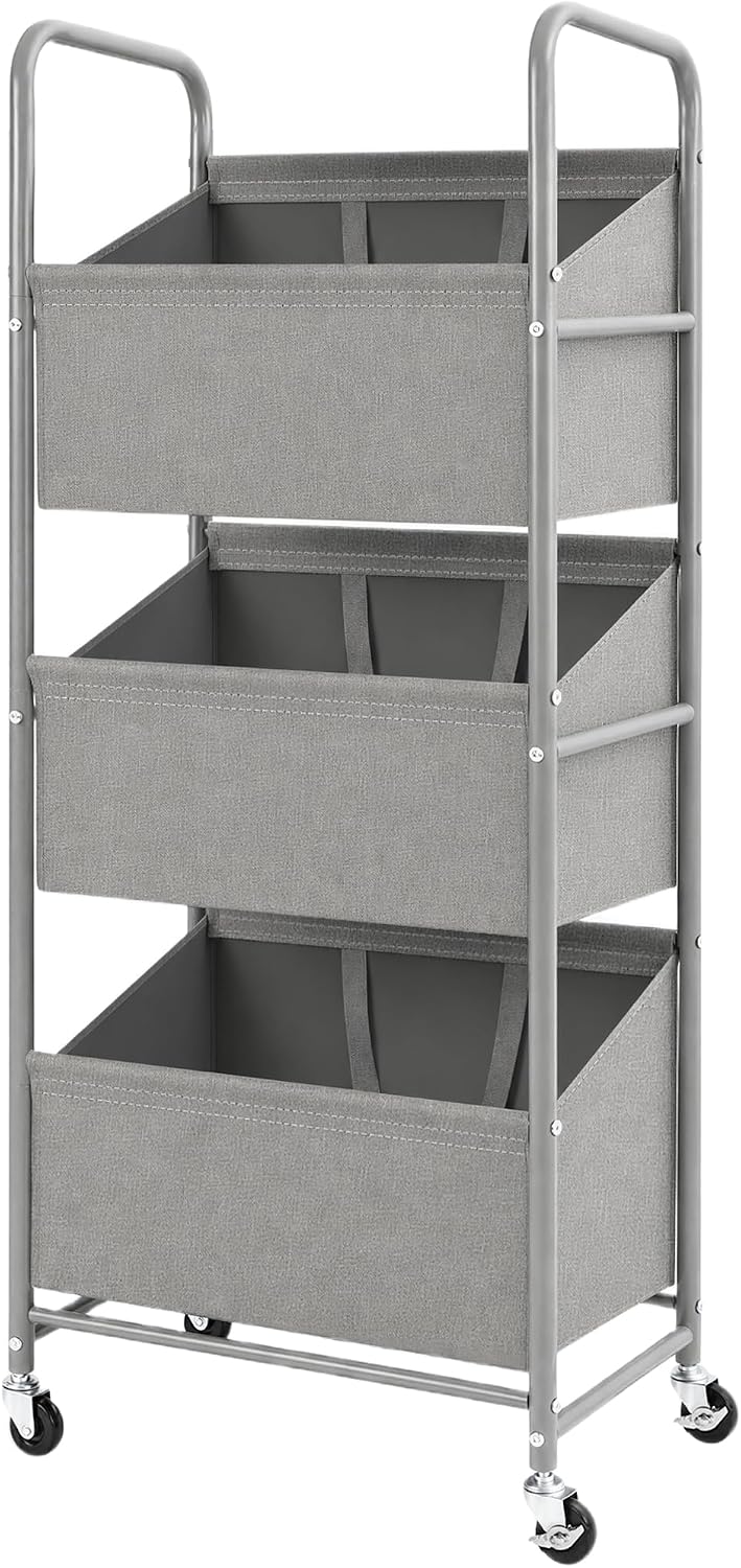 STO STO 3-Tier Vertical Rolling Laundry Hamper with Removable Bags, 120L Space-Saving Laundry Sorter Basket, Clothes Hamper with Wheels for Small Spaces, Closet, Bedroom, Bathroom, Laundry Room, Gray