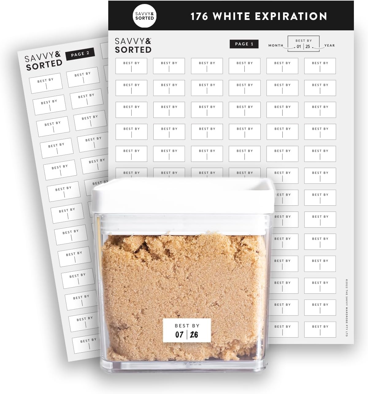 Expiration Date Food Labels - 176 Waterproof Date Labels for Containers - Freezer Label for Food - Use by Pantry Stickers for Jars - Best by Write On - Pantry Organization