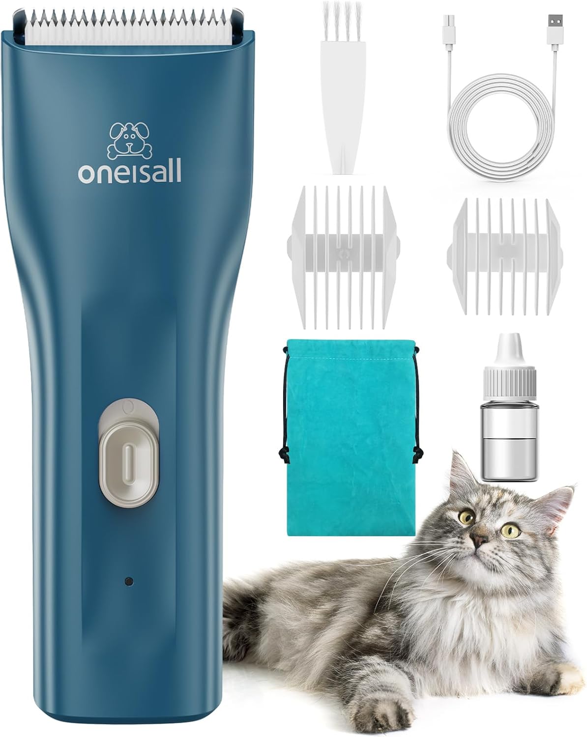 Oneisall Pet Clipper for Cat Matted and Long Hair - Quiet Cordless Shaver With Pet Hair Clippers