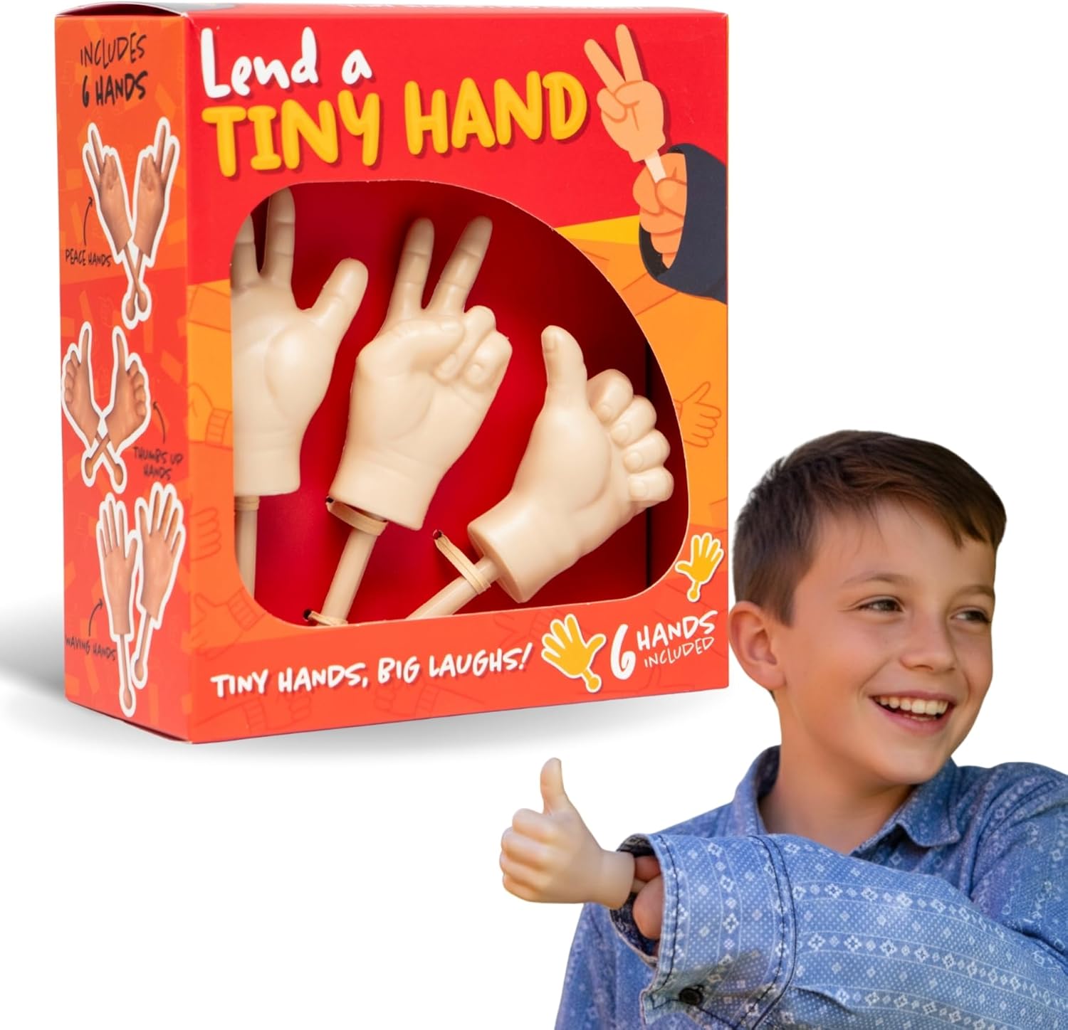 Boxer Gifts Prank Toy - Tiny Hands On Sticks | Miniature Stick-Mounted Hand Design, Wave and Thumbs-Up Gestures, Silly Gift for Meetings or Pranks