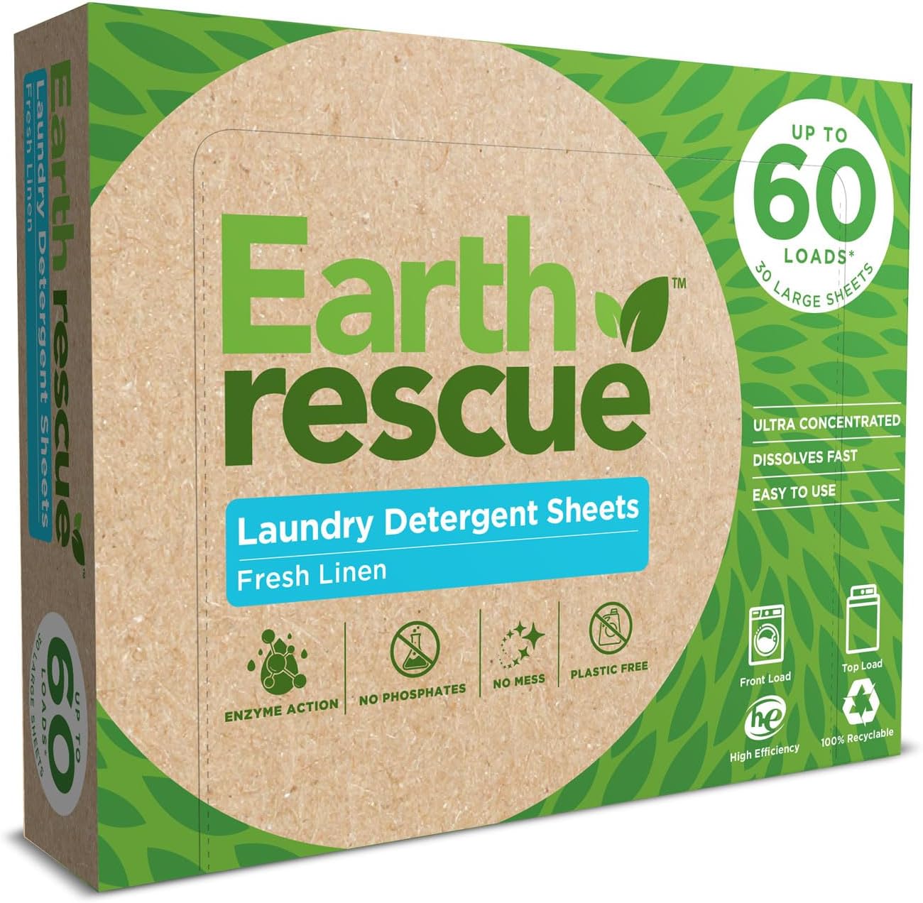Earth Rescue Fresh Linen Laundry Detergent Sheets (Pack of 30)