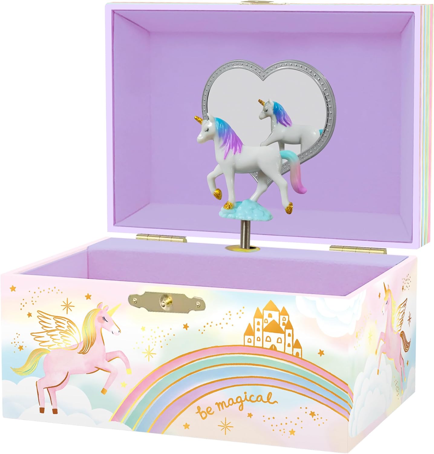 Giggle & Honey® Musical Unicorn Jewellery Box for Girls - Kids Music Box with Spinning Unicorn, Unicorn Birthday Gifts for Little Girls, Jewellery Boxes - Ages 3-10