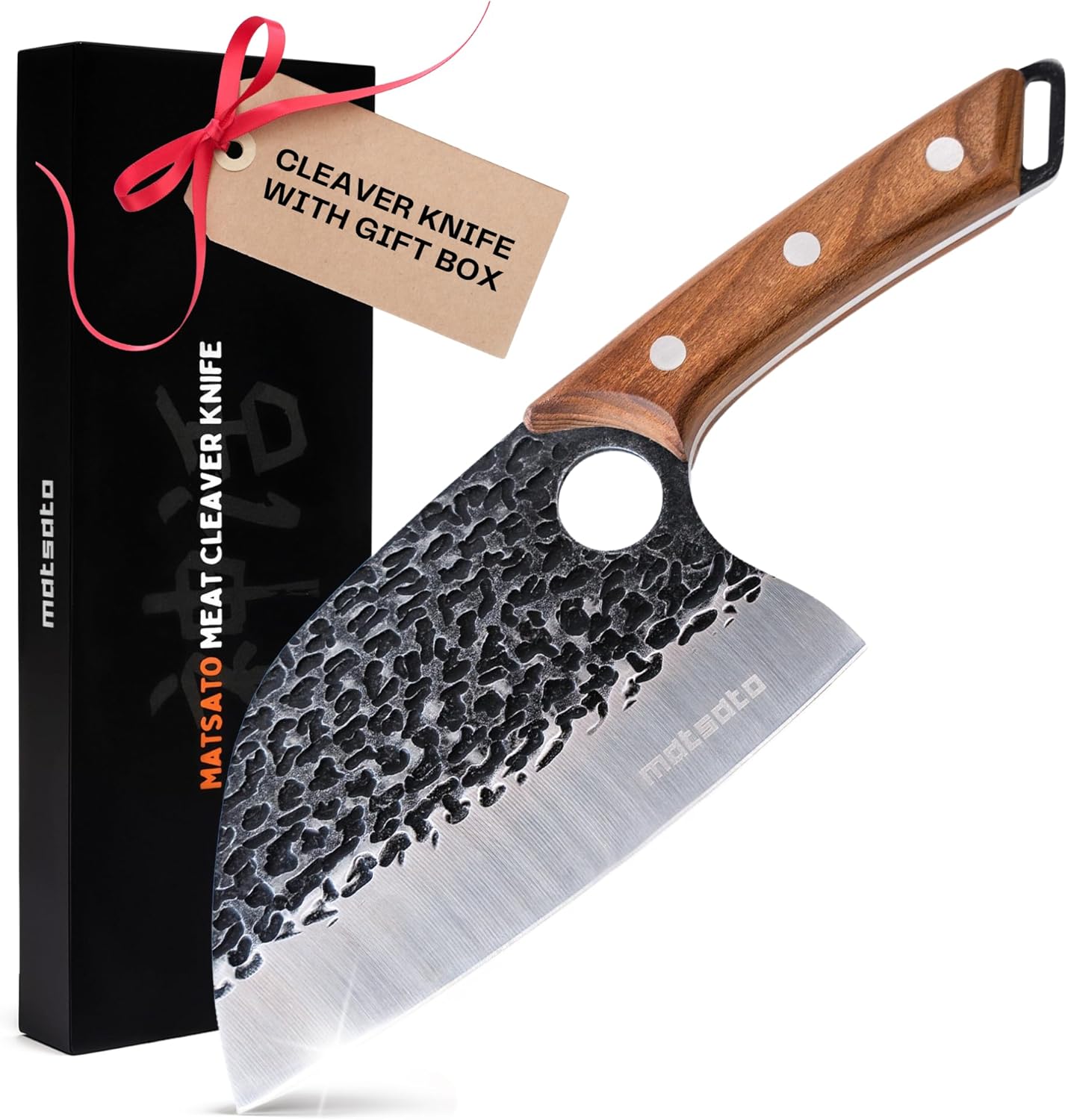 Matsato Meat Cleaver Knife – 15cm Japanese Chef Knifes for Cooking, Professional Butchers Knife for Meat & Vegetables, Versitile Kitchen Knives