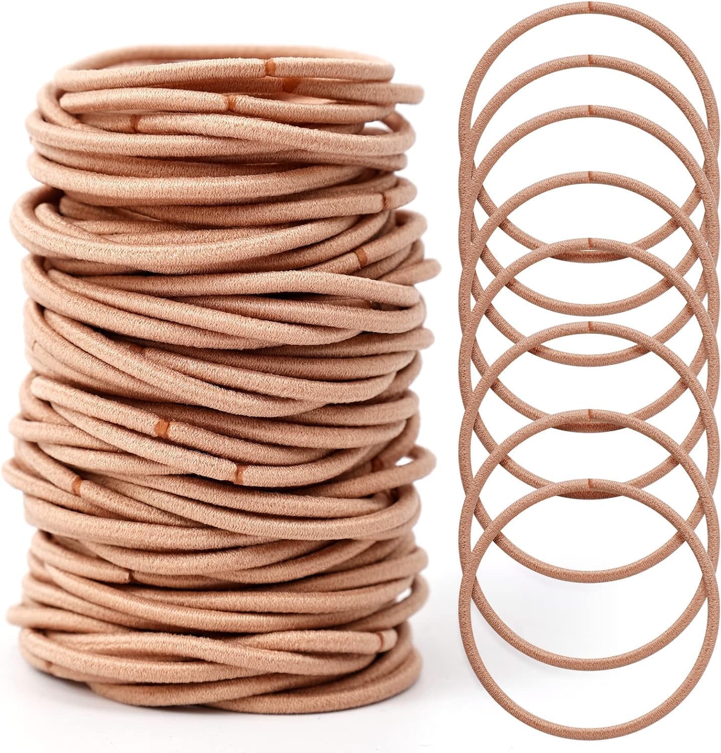 100pcs Elastic Hair Bands, Small Elastic Hair Bobbles For Women, 2mm Thin Hair Tie for Kids, Soft Hair Bands withou Metal, Elastic Ponytail Holder (Pink)